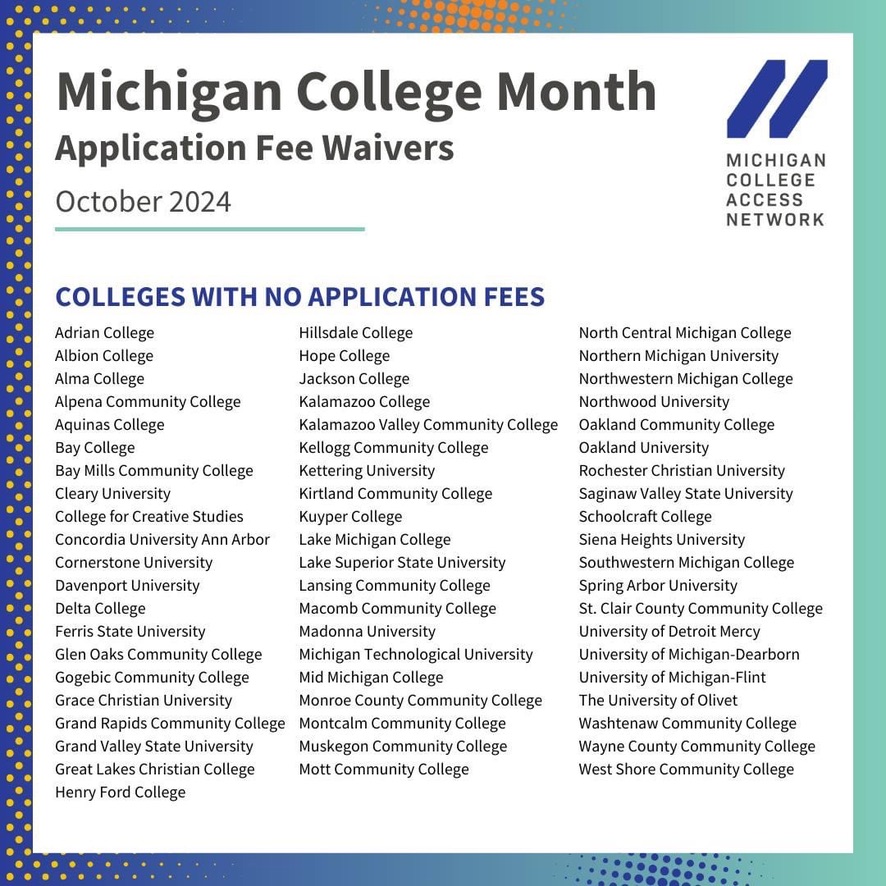 Michigan College Month — Free College Applications!  