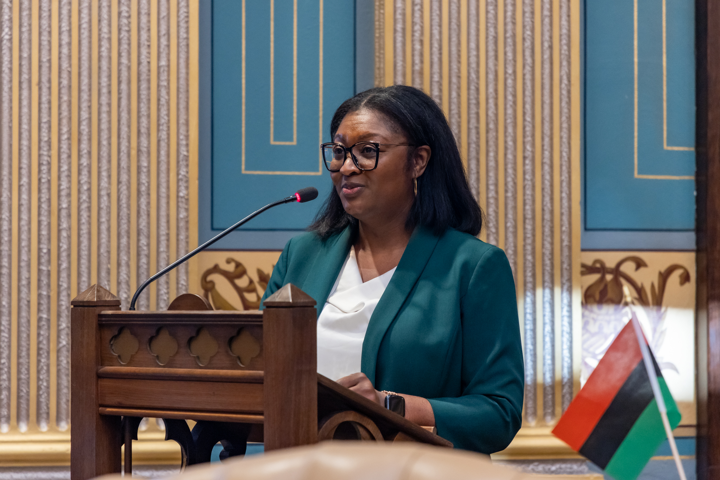 Sen. Antho y speaking upon the passage of the 2027 State Budget