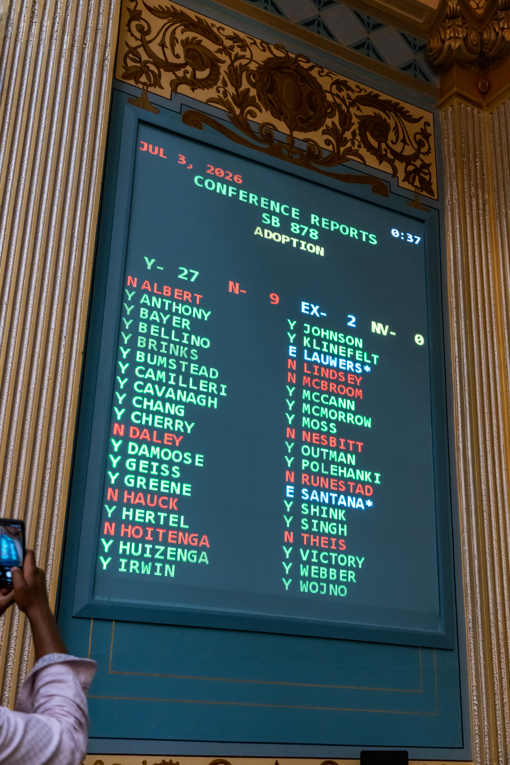 Voting out Senate Bill 878
