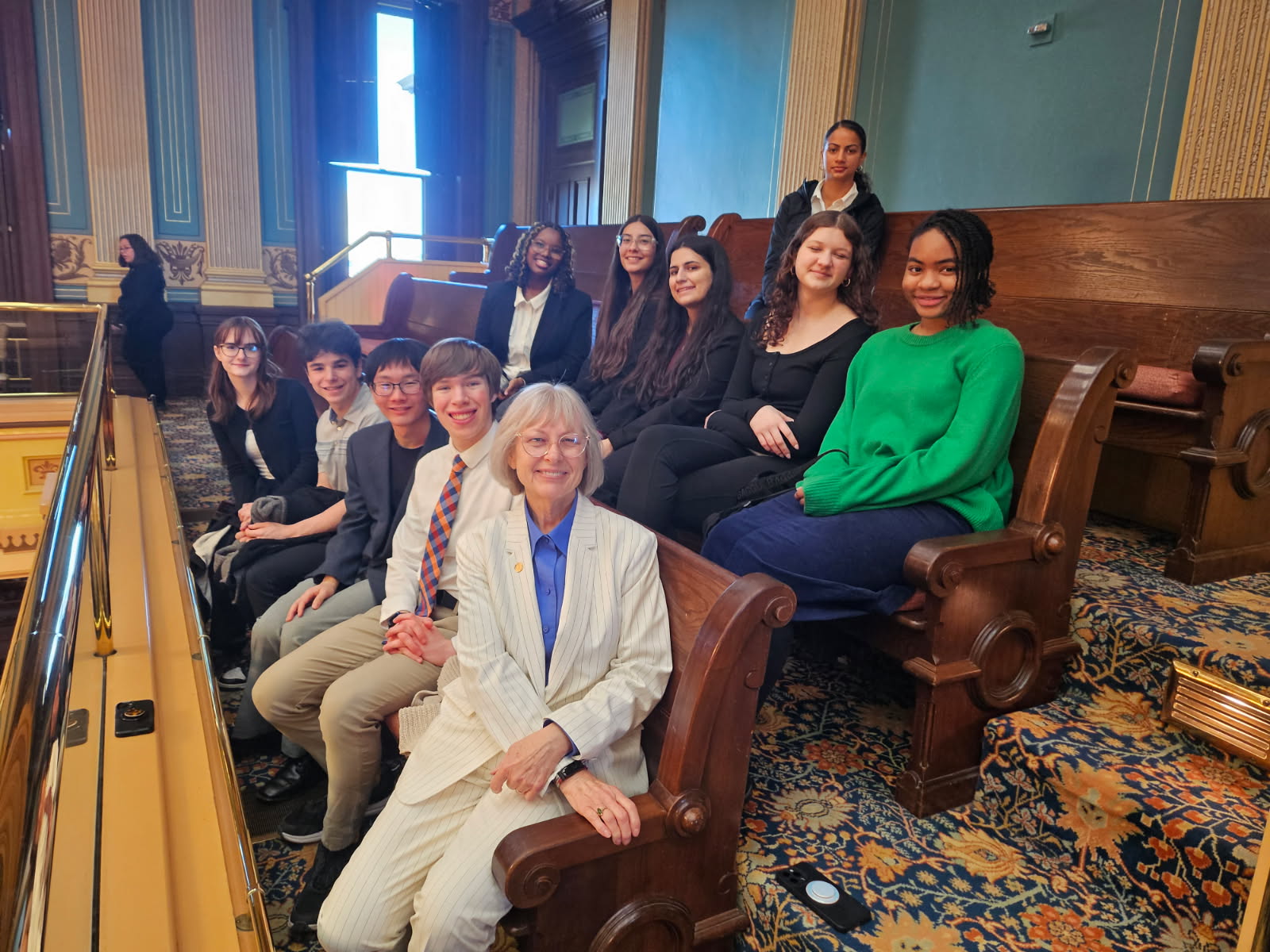 Sen Bayer and West Bloomfield High School Law and AP-Government students when they visited us at the Capitol last month