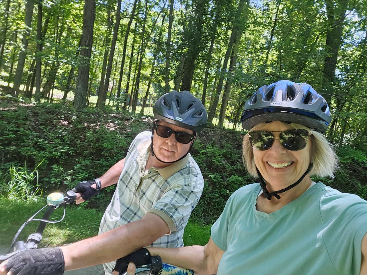 Sen Bayer and her husband, John riding their bikes on the West Bloomfield Trail