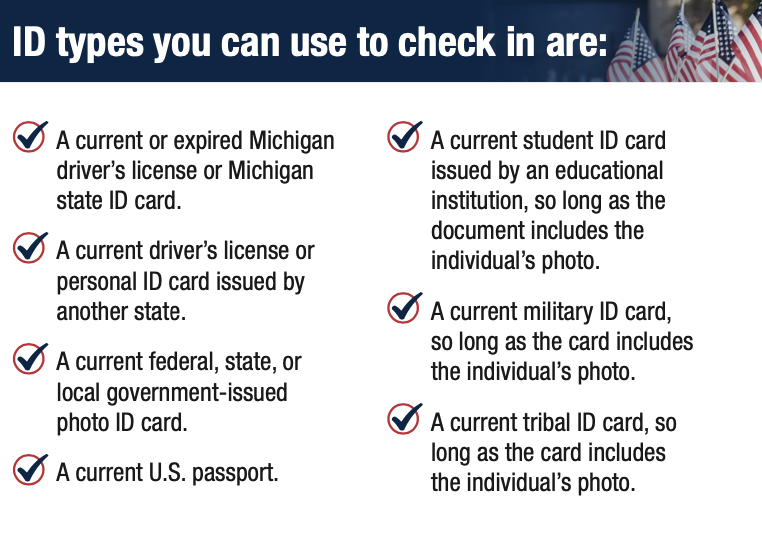 ID types you can use to check in for voting in Michigan