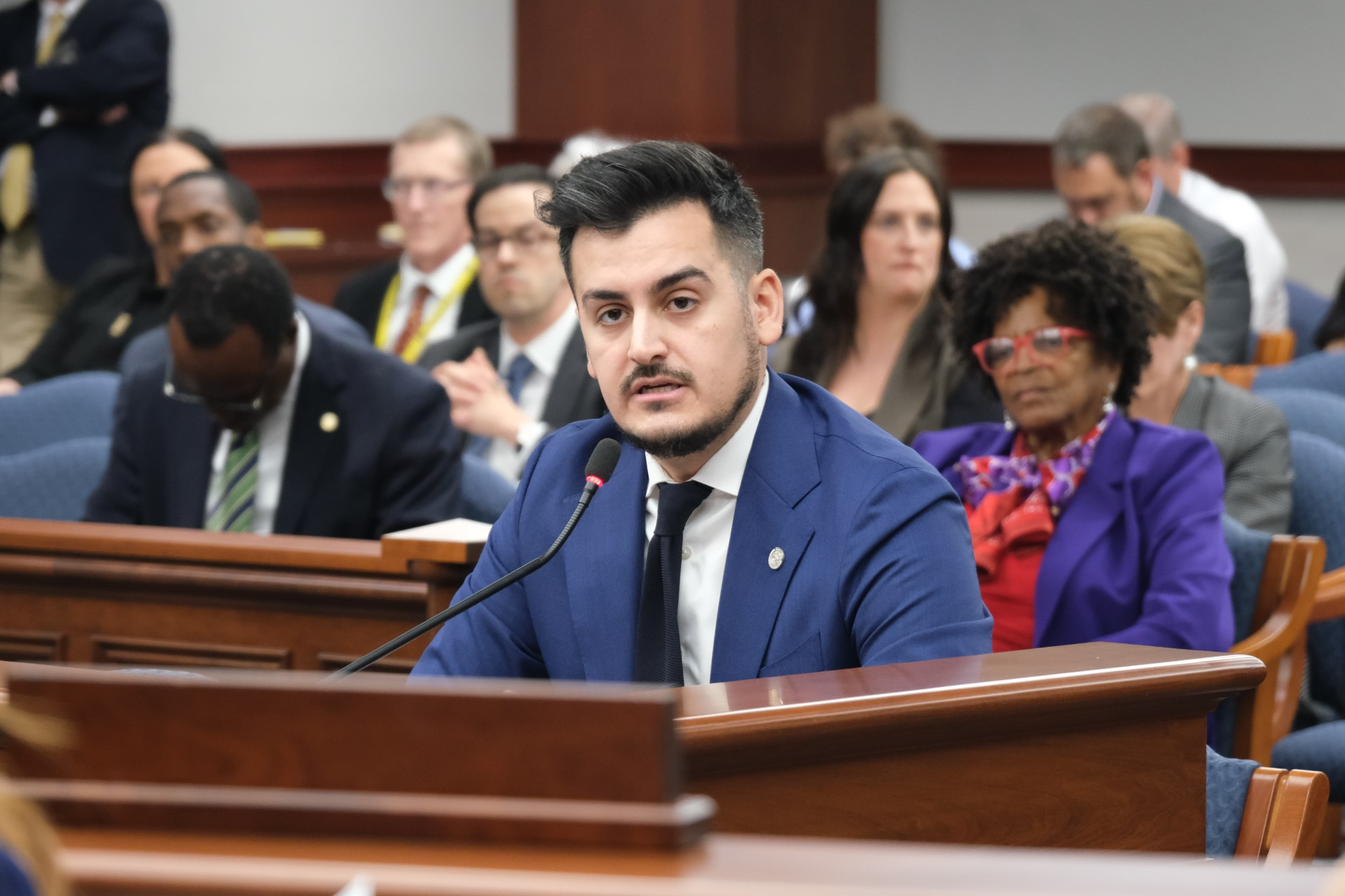 Sen. Darrin Camilleri (D-Trenton) testifies before the Michigan Senate Elections and Ethics Committee on his legislation, Senate Bill 401, and the entire Michigan Voting Rights Act to strengthen democracy in our state.