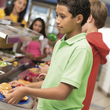 Michigan student recieving a free school meal