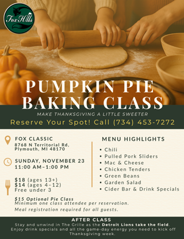 Pumpkin Pie Baking Class