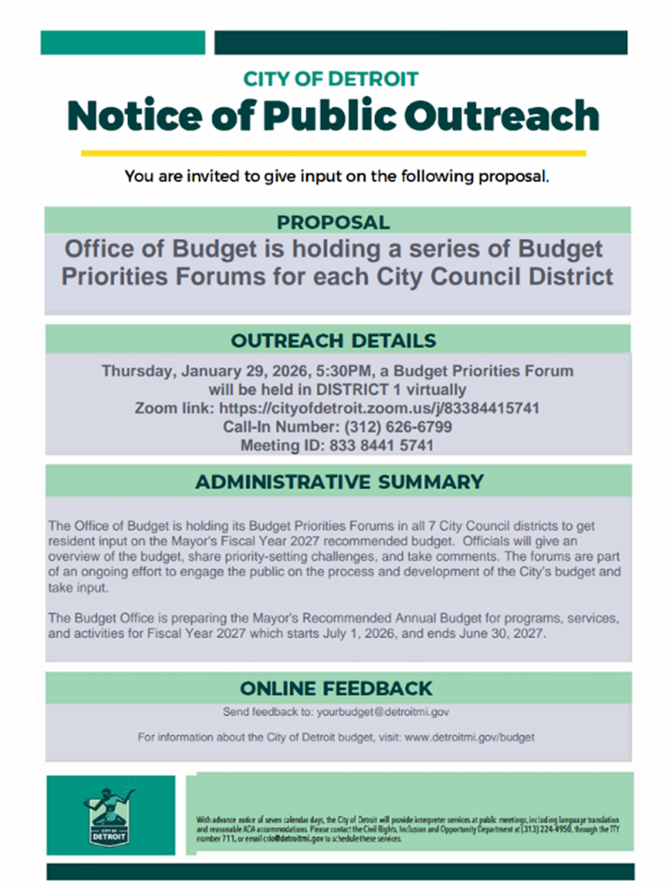 City of Detroit public outreach - Budget priorities 