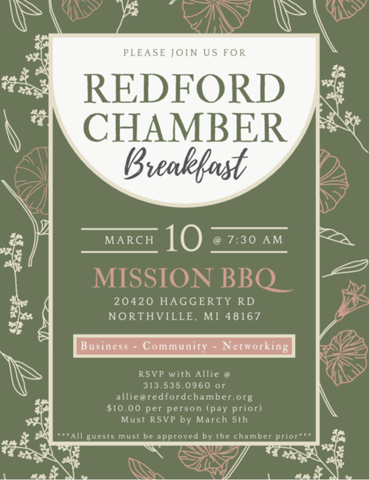 Redford Chamber Breakfast March 10 