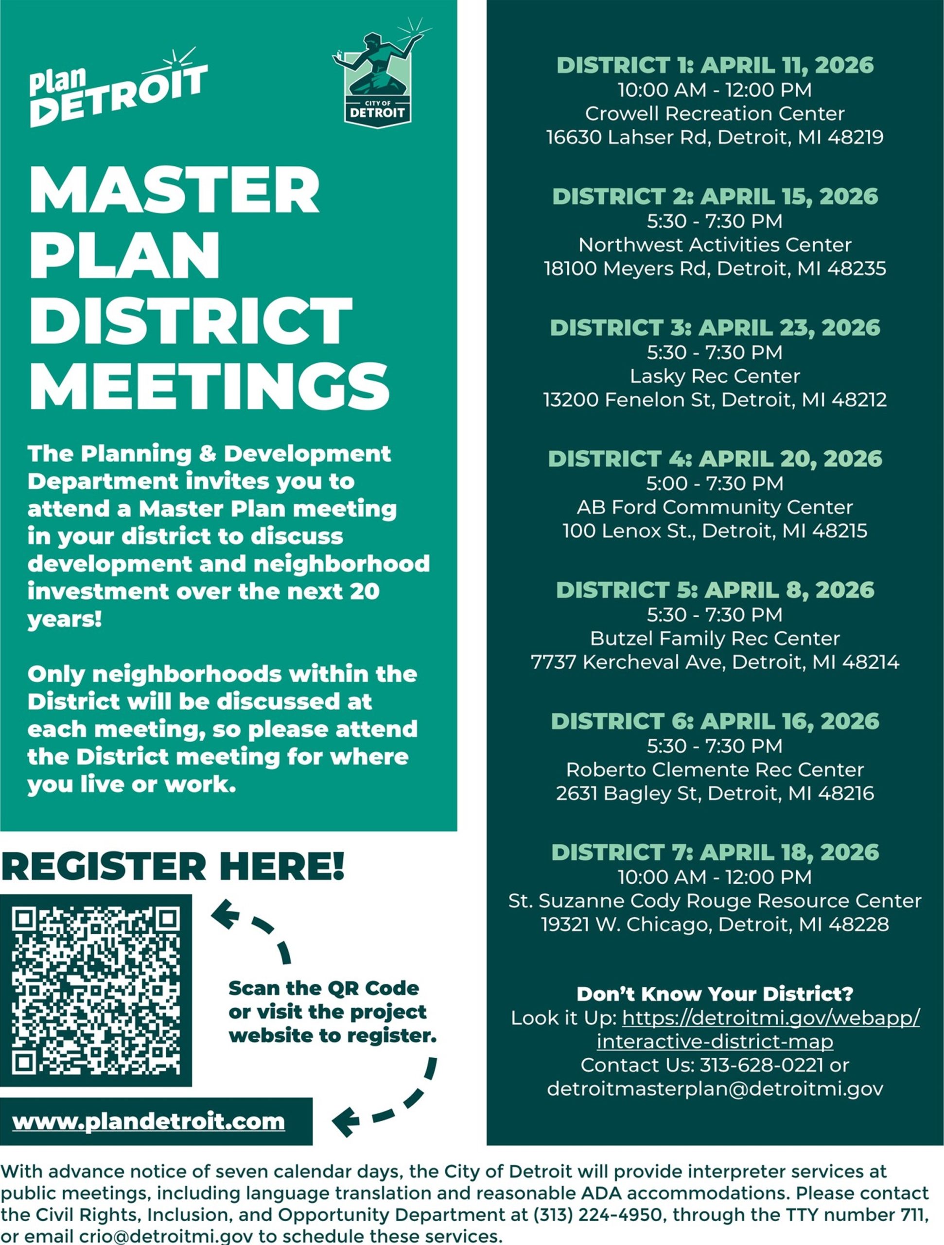 Plan Detroit - Master Plan District Meetings