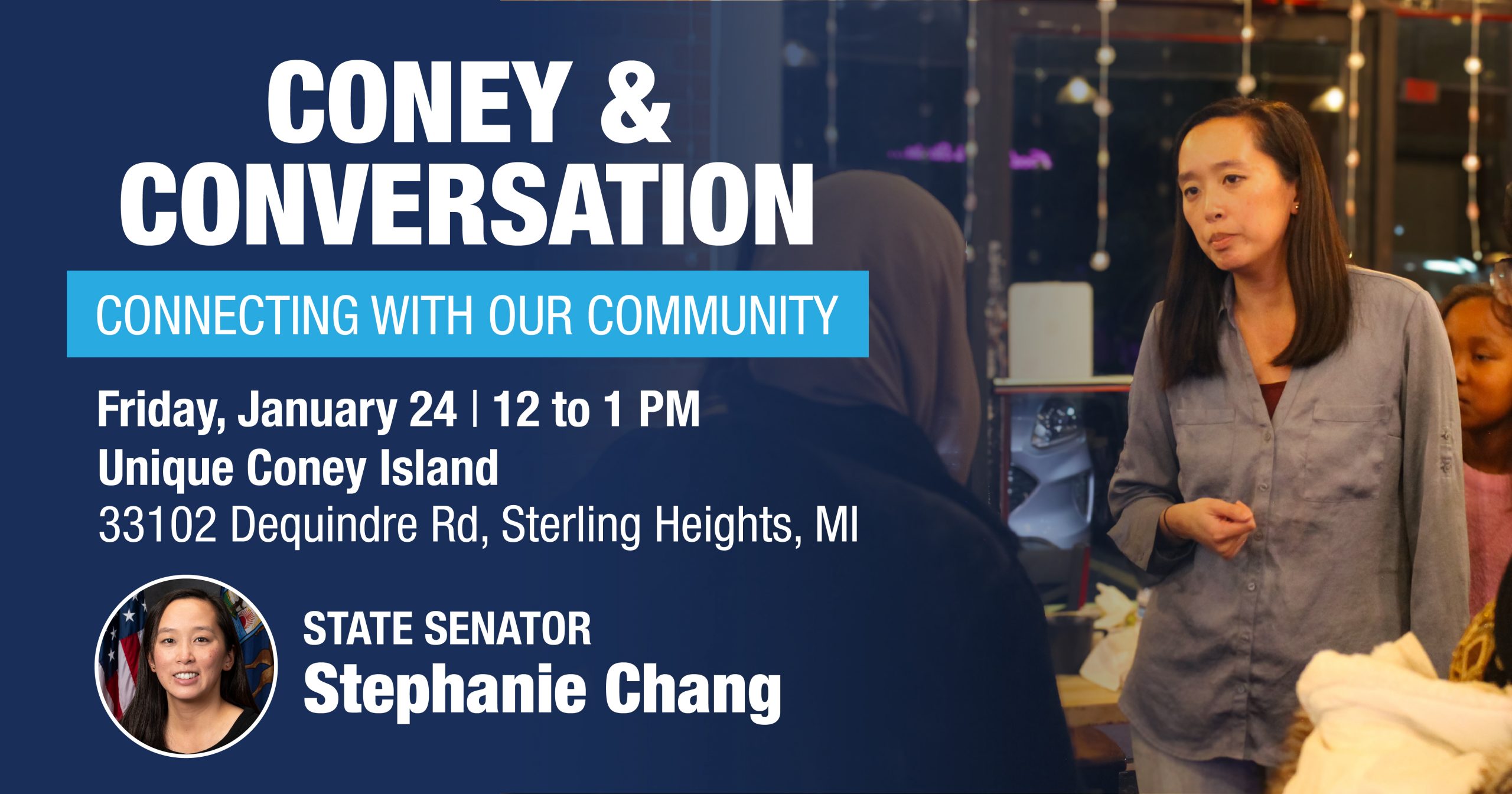 Coney & Conversation with Senator Chang