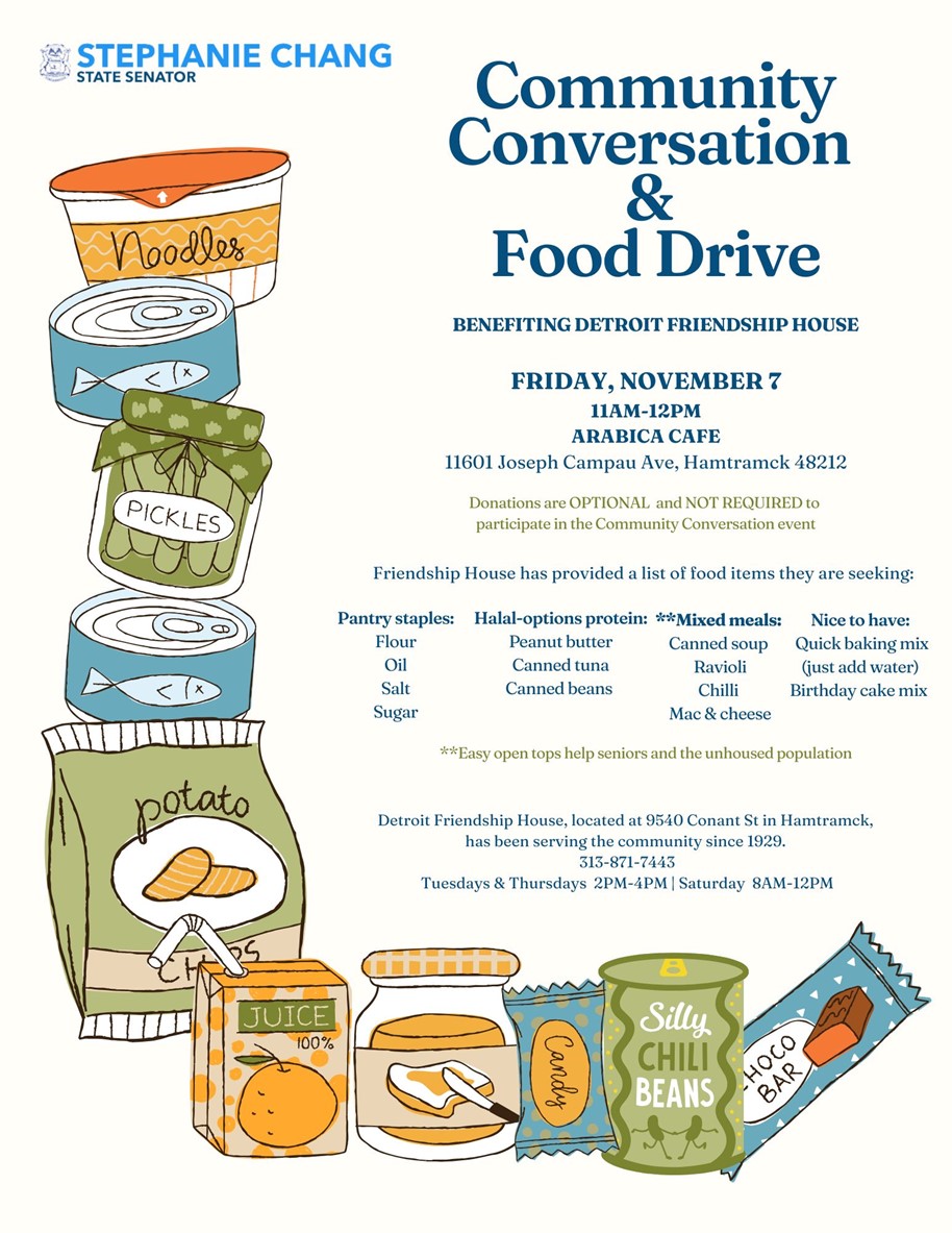 Community Conversation and Optional Food Drive - Sen Chang