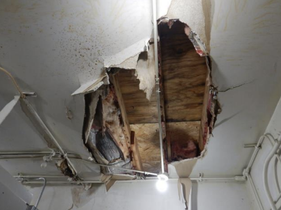 Failing roof at the Harrietta State Fish Hatchery