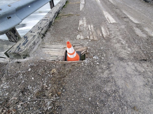 Weir Gate Bridge damage at the Shiawassee State Game Area