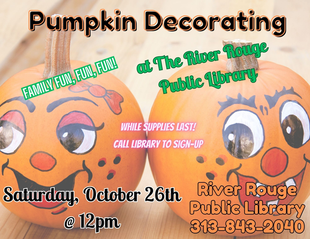  
Pumpkin Decorating at River Rouge Public Library 