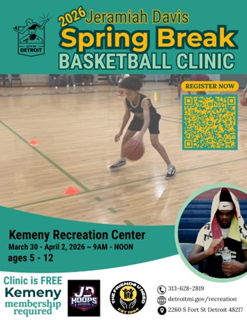 2026 Jeremiah Davis Spring Break Basketball Clinic. Kemeny Recreation Center March 30-April 2 9-Noon