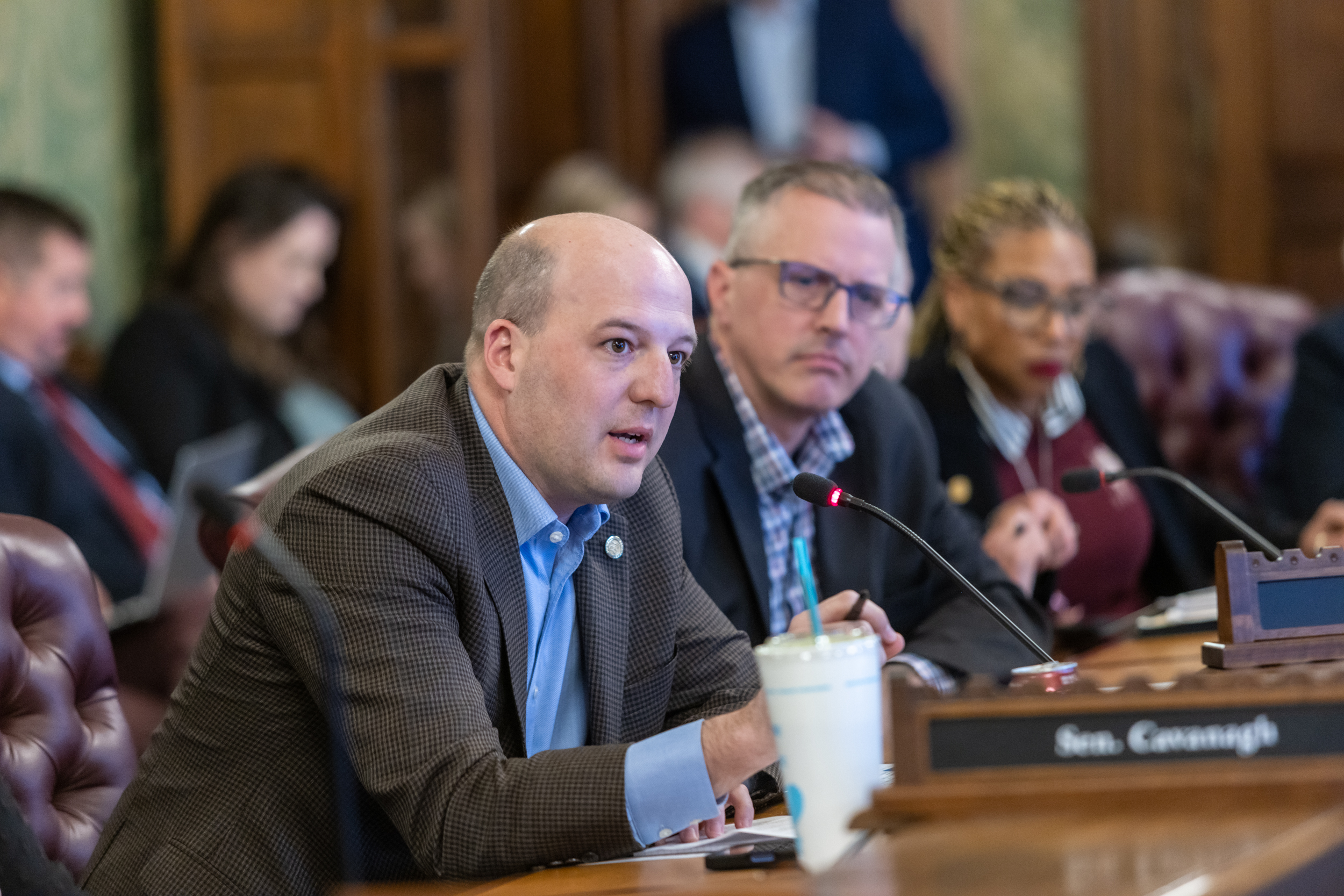 Senator Hertel speaking in committee