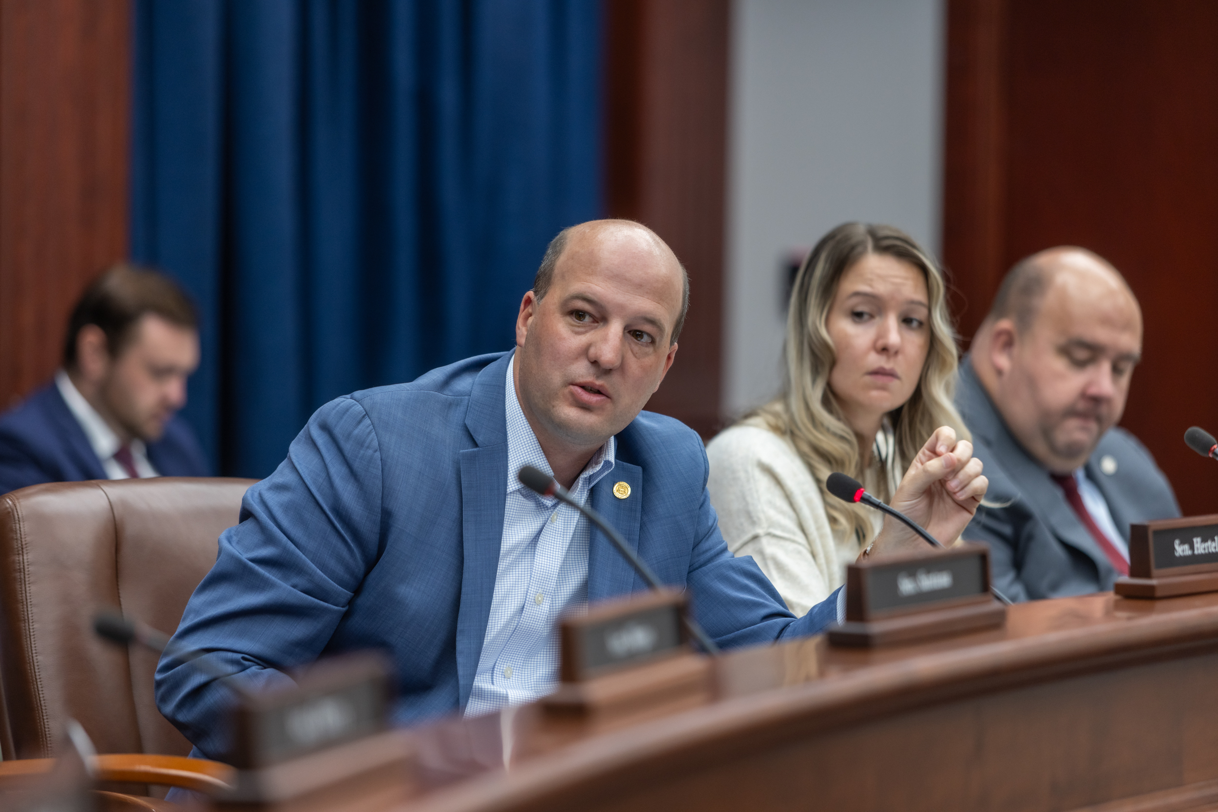 State Senator Kevin Hertel chairing the Senate Health Policy Committee