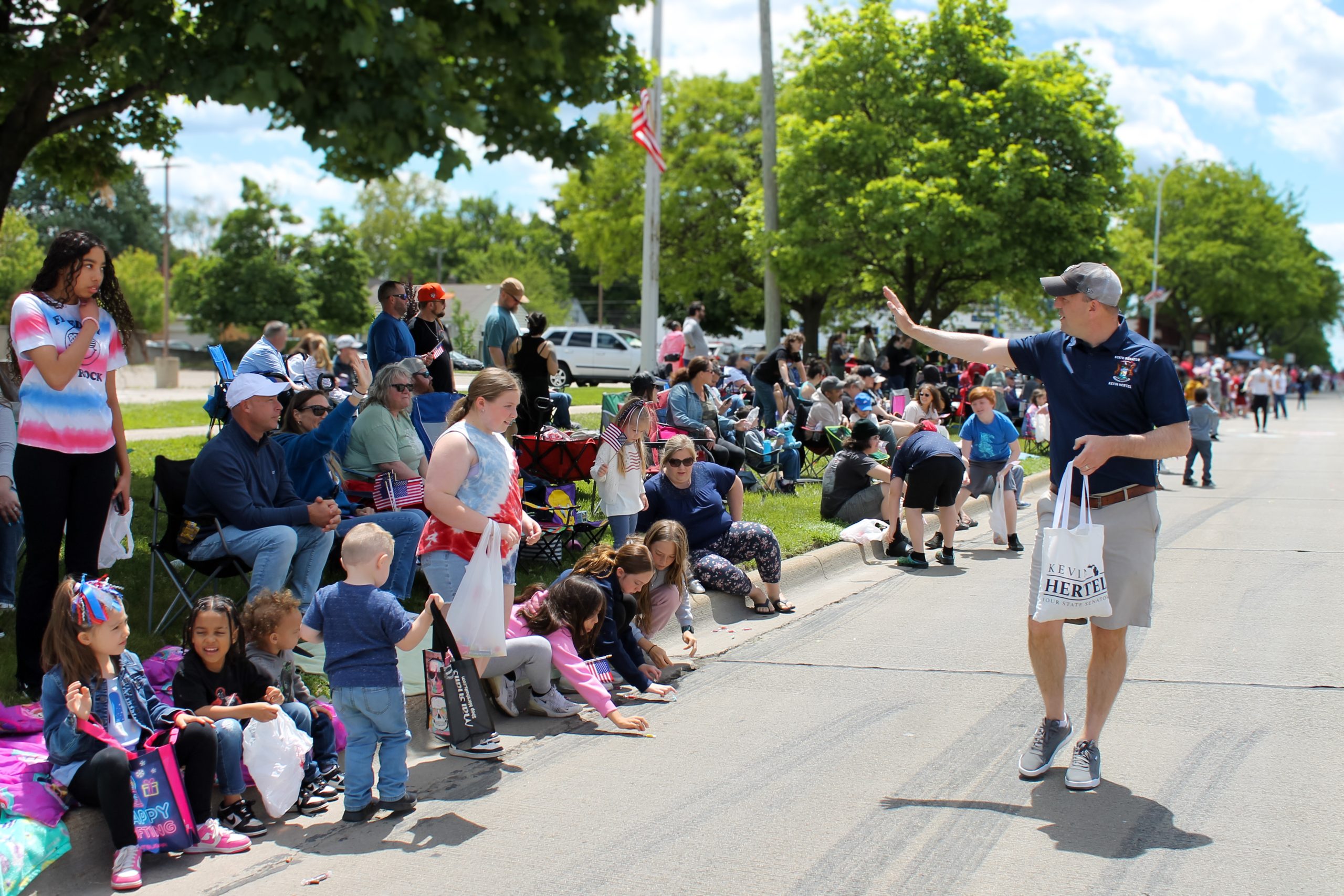 Senator Hertel walking in the St. Clair Shores Memorial Day Parade