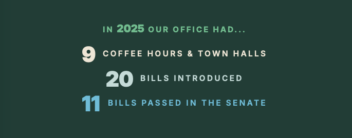 Senator Klinefelt 2025 in numbers