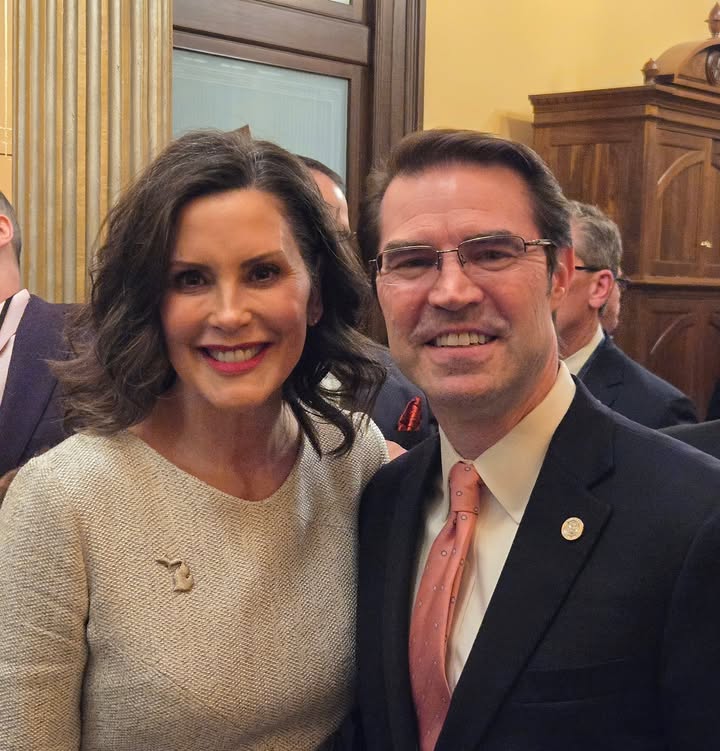 Senator McCann with Governor Whitmer at Sate of the State