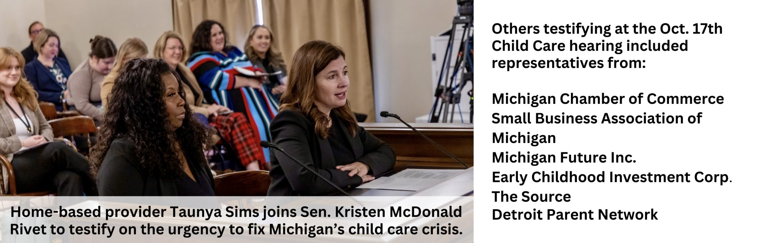 McDonald Rivet, Business Leaders, Parents & Providers Testify on Urgency to Fix Michigan’s Child Care Crisis 