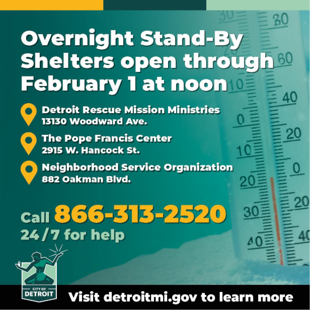 Detroit Overnight Shelter Information: 
