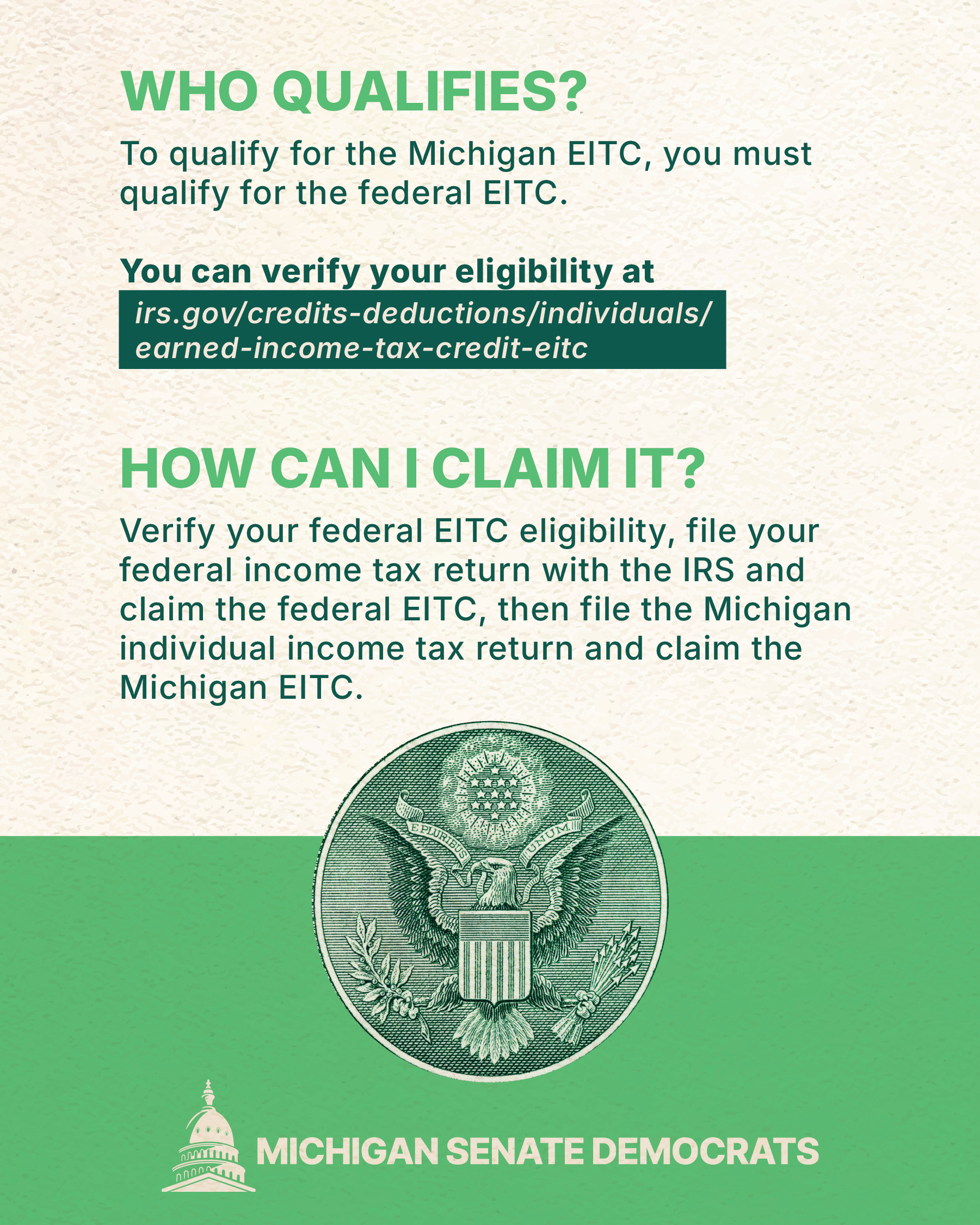 As part of the largest tax relief initiative in Michigan history, they quintupled Michigan’s match of the Earned Income Tax Credit (EITC) from 6% to 30% to help families who need it most.