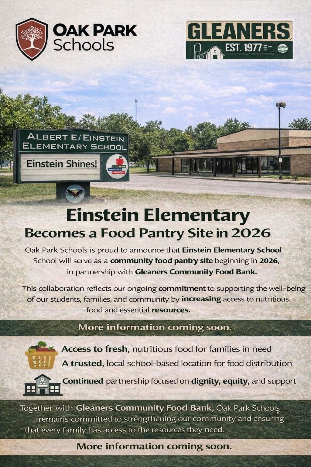 Einstein Elementary Added as Food Pantry Site 