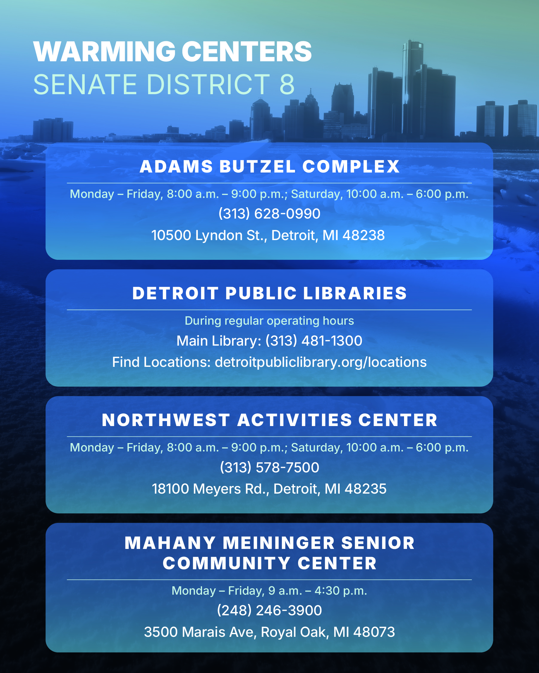 Warming Centers Senate District 8