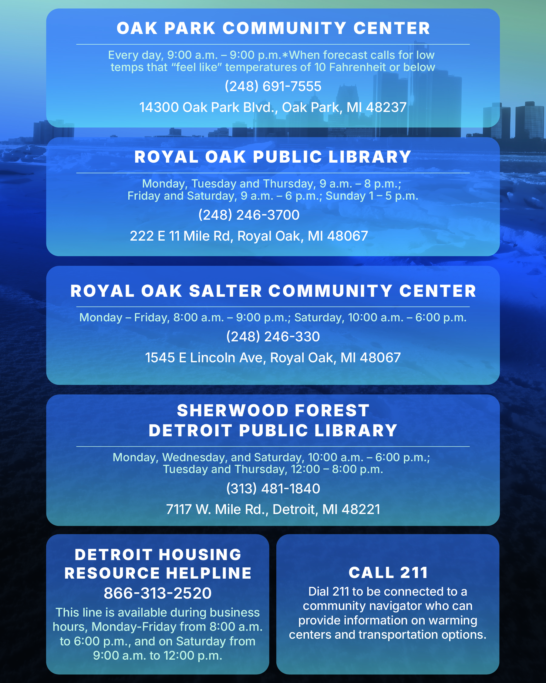 Warming Centers Senate District 8