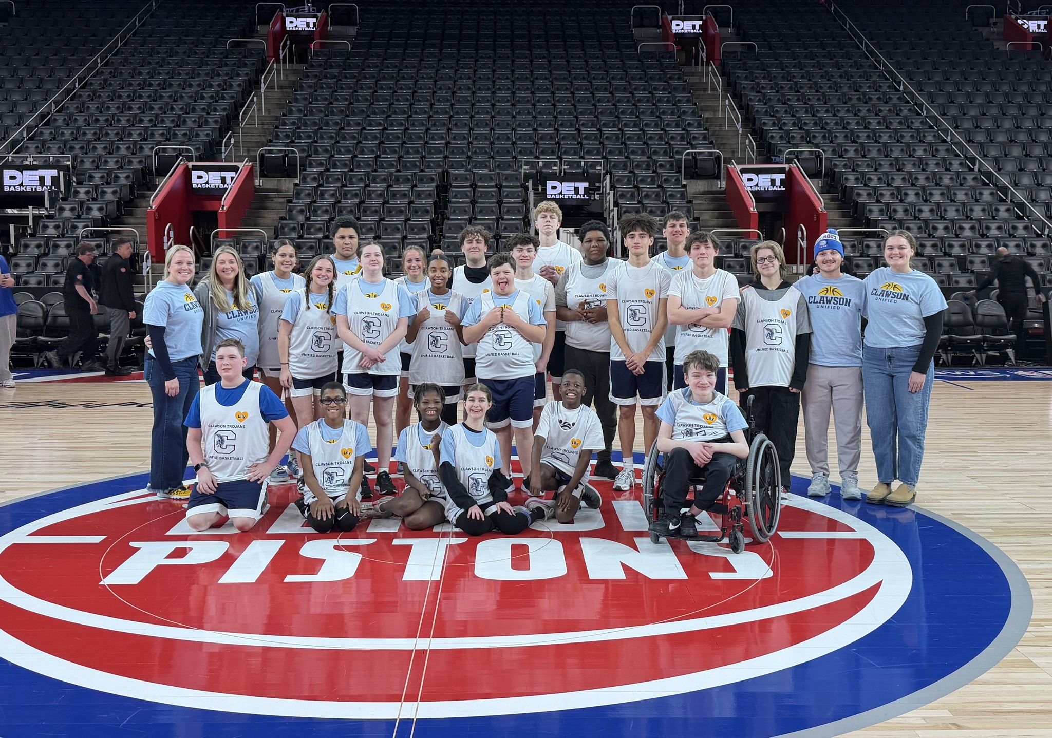 Clawson High School Unified Basketball team took to the floor at Little Caesars Arena as part of the Detroit Pistons Court of Dreams Unified Showcase.