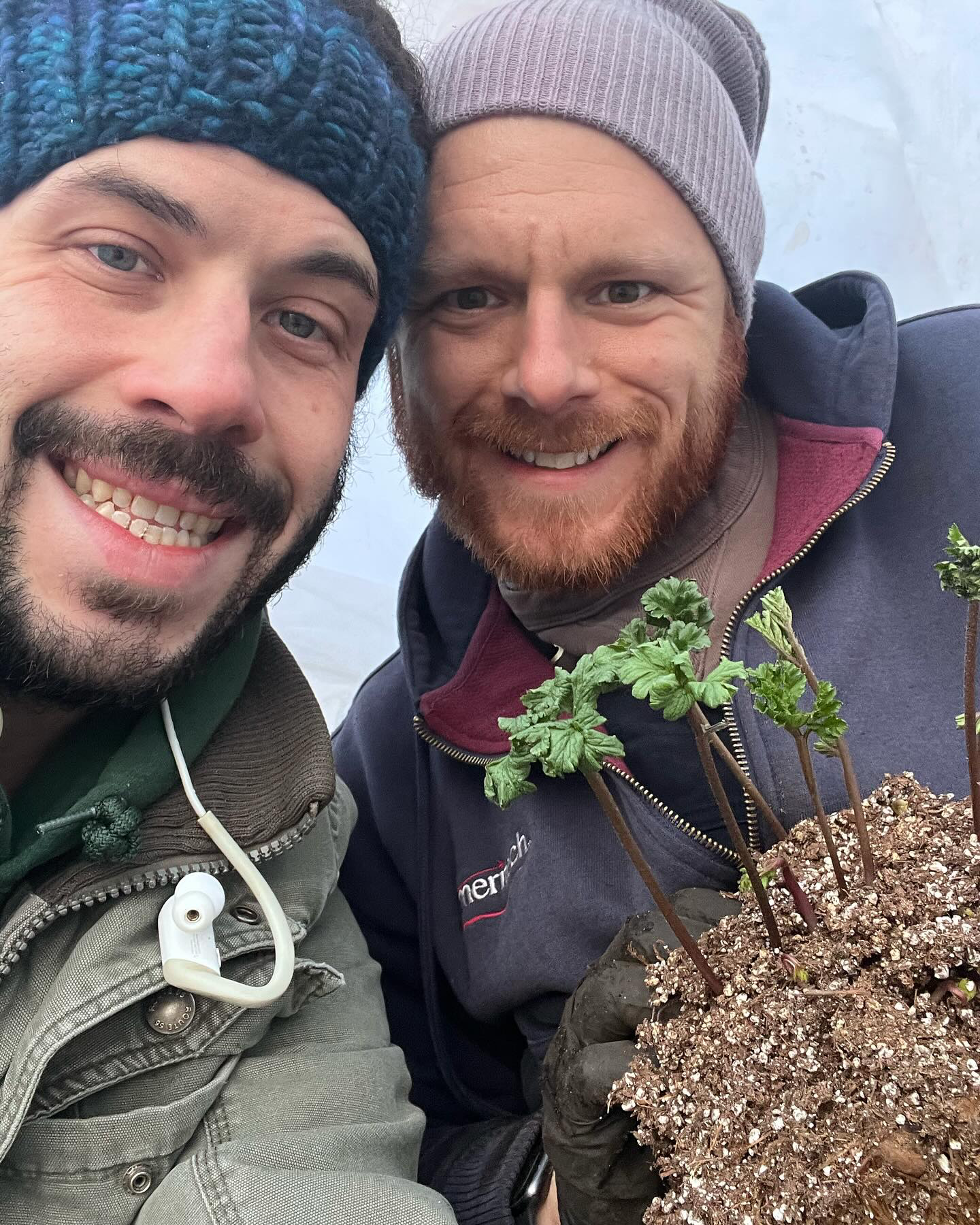 Selfie of Michael Fraley and Brent Grant gardening