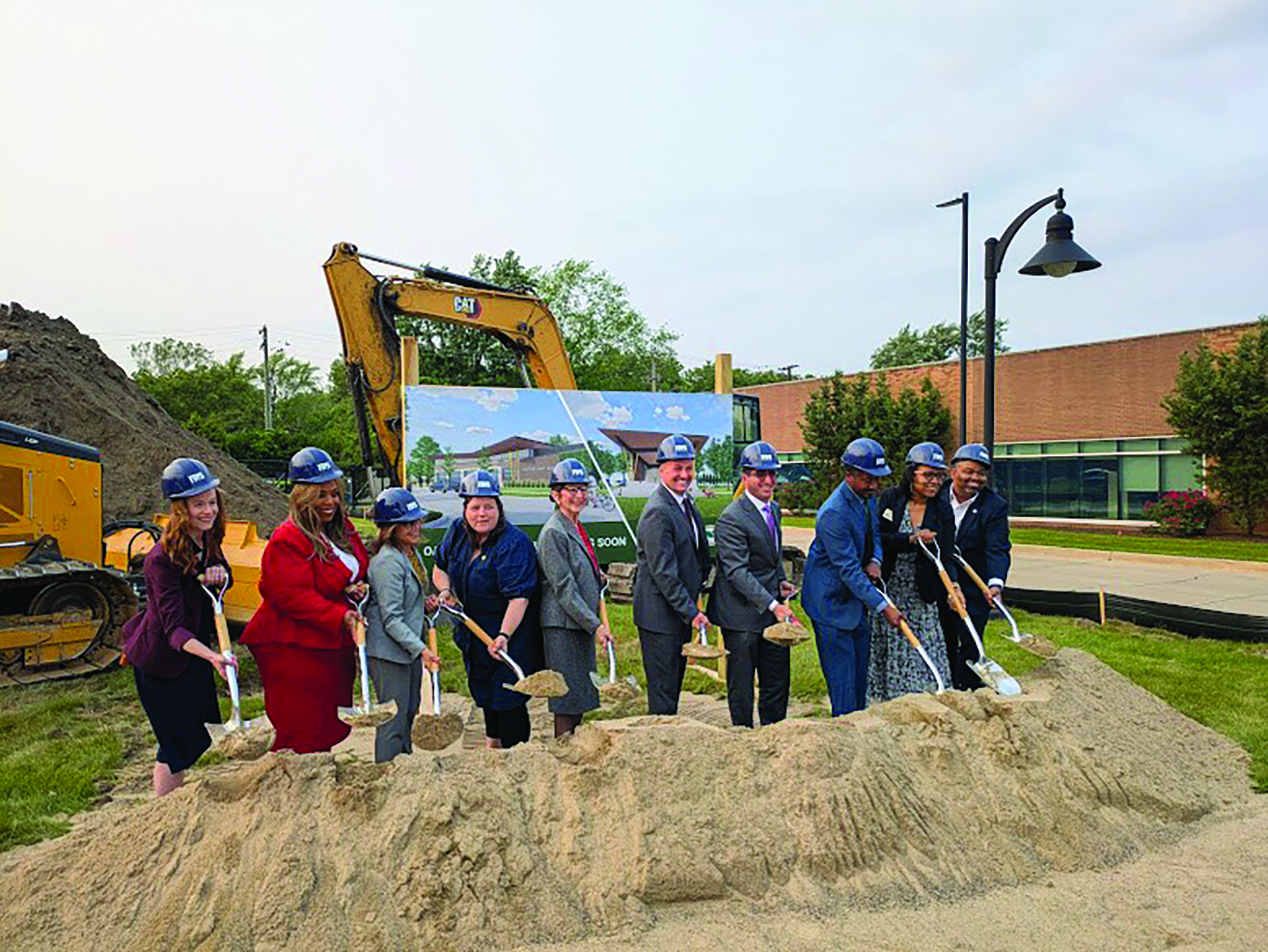 McMorrow and others groundbreaking the Oak Park City Hall and Library