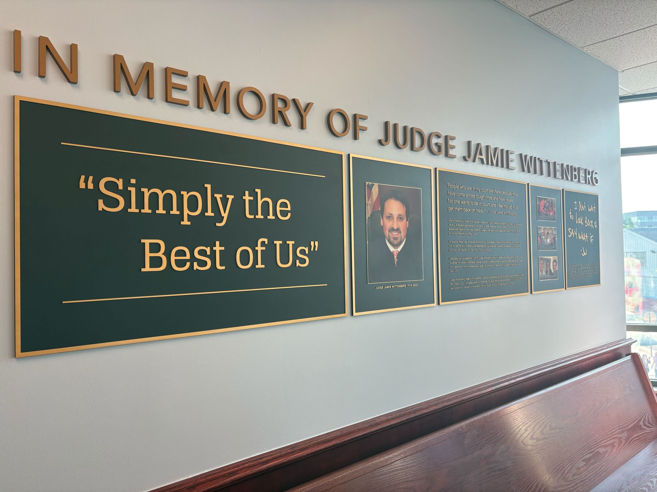 dedication of the Judge Jamie Wittenberg Memorial Wall at the 44th District Court in Royal Oak