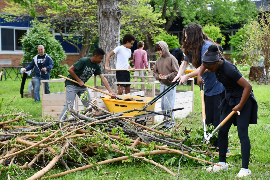 8th graders at Norup helped to continue the efforts of last year’s 8th graders by working on the Norup Courtyard transformation