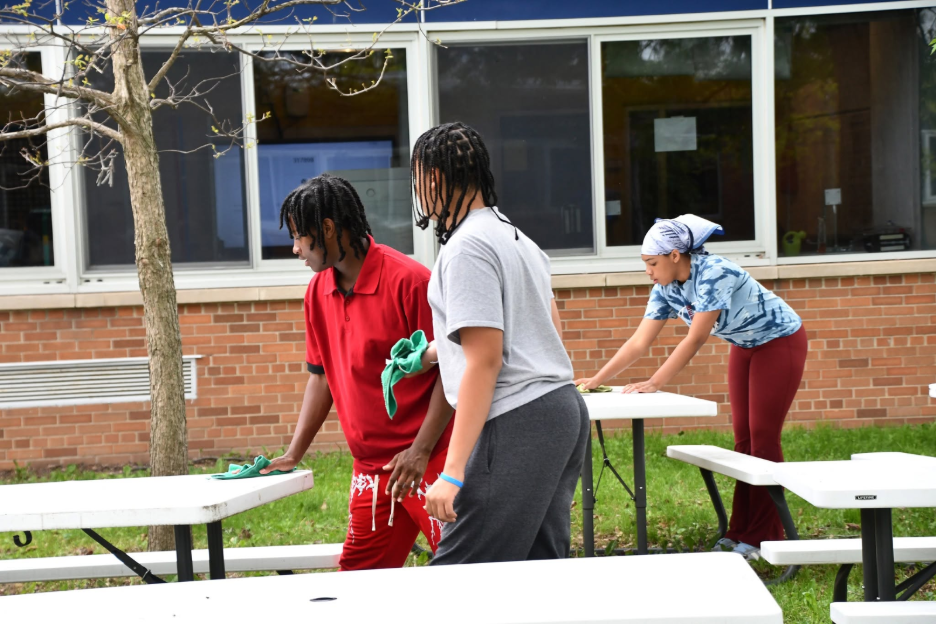 8th graders at Norup helped to continue the efforts of last year’s 8th graders by working on the Norup Courtyard transformation
