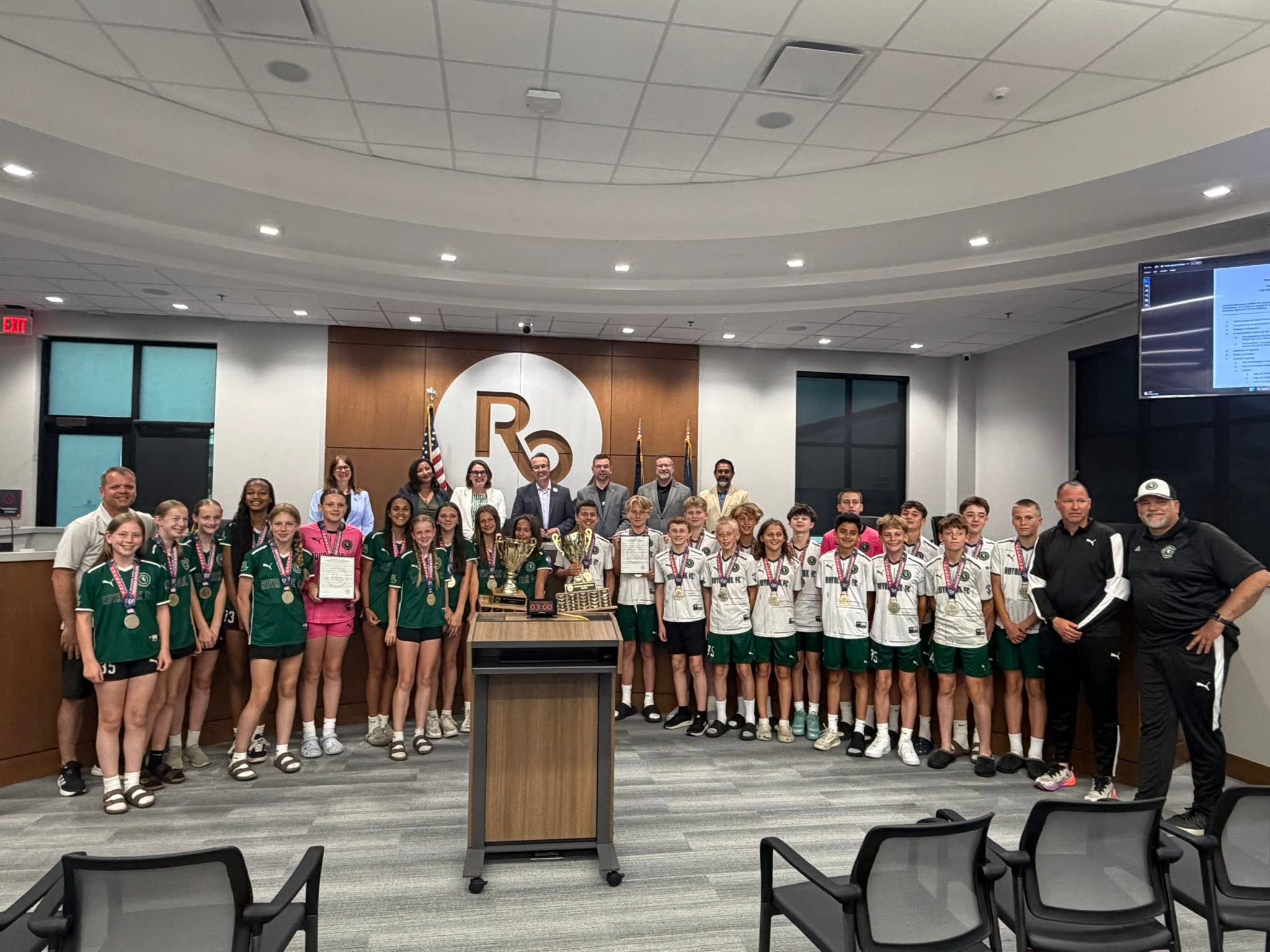 Royal Oak Mayor Michael Fournier recently recognized ROFC U13 Girls Green Team and U13 Boys Green Team with proclamations after both teams captured the State Cup Championships. 