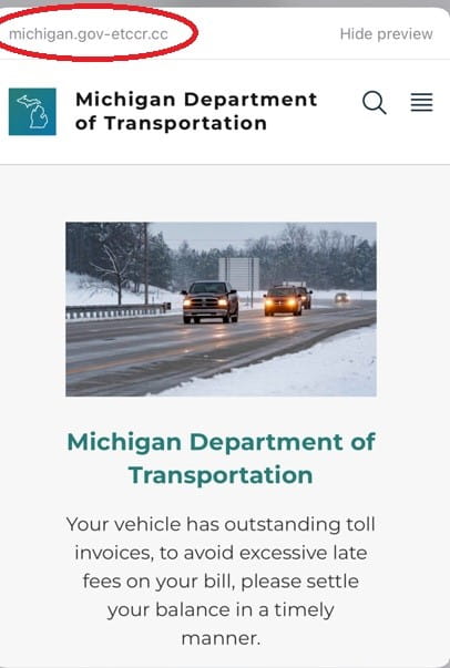 Heads Up Michigan Drivers — Be Aware of Toll Road Scams