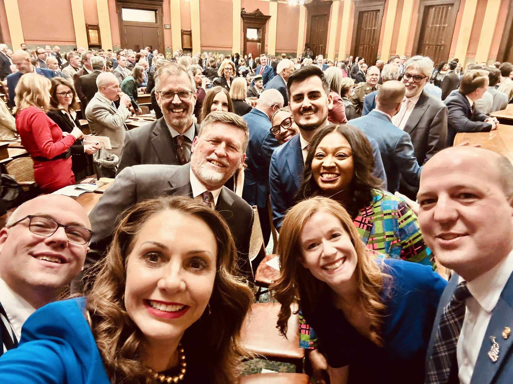 State Senator Dayna Polehanki with other legislators on the House Floor