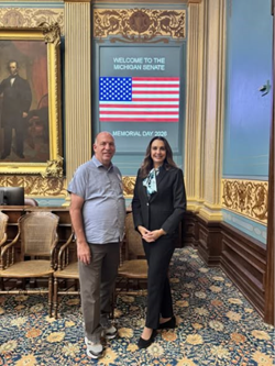 Sen Polehanki and her guest, Desert Storm veteran Dan Wood