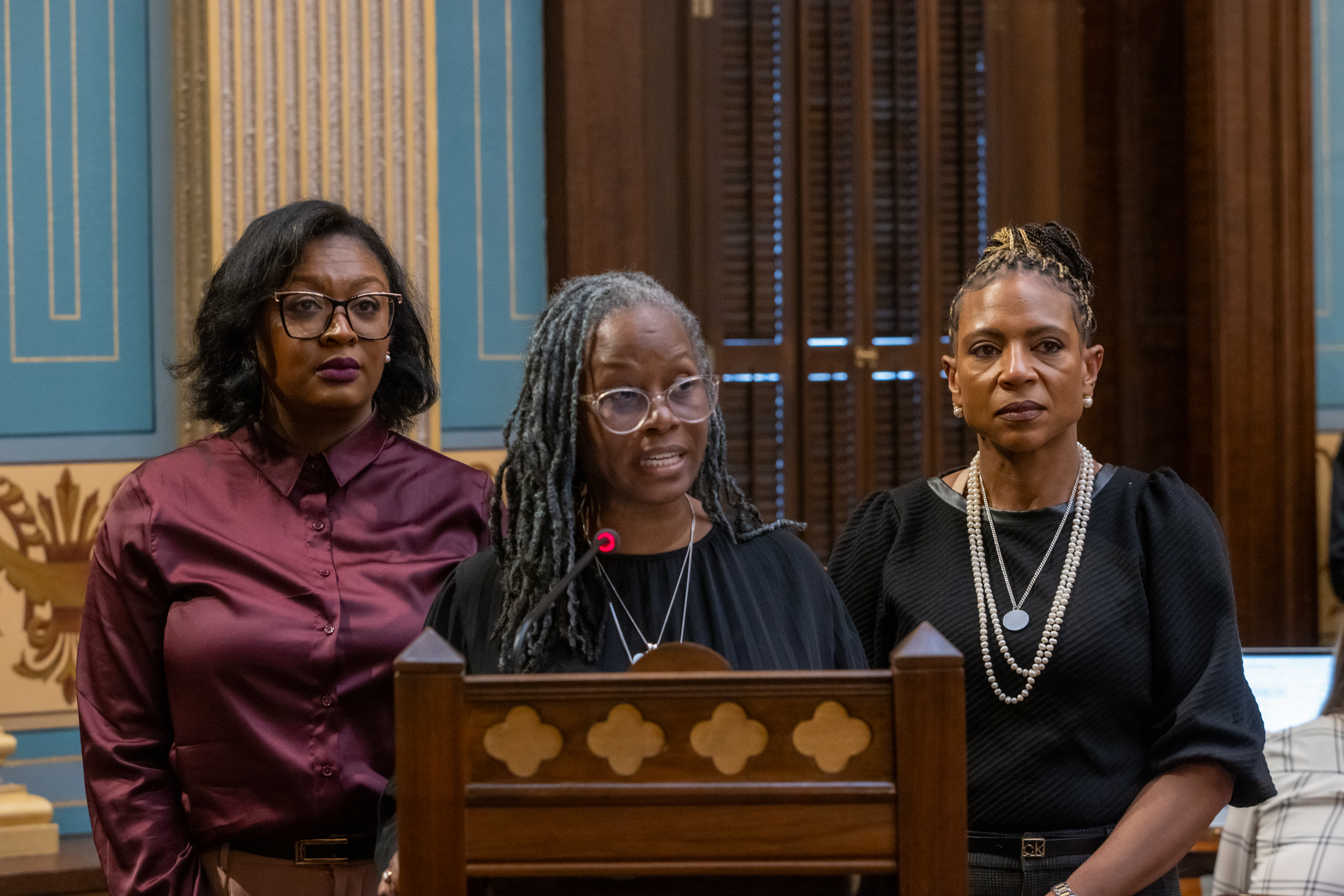 Sens. Santana, Geiss, and Anthony speaking about Black Maternal Health Week on the Senate floor 