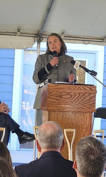 Andy’s Place Phase 2 Groundbreaking - Sen. Shink speaking at a podium