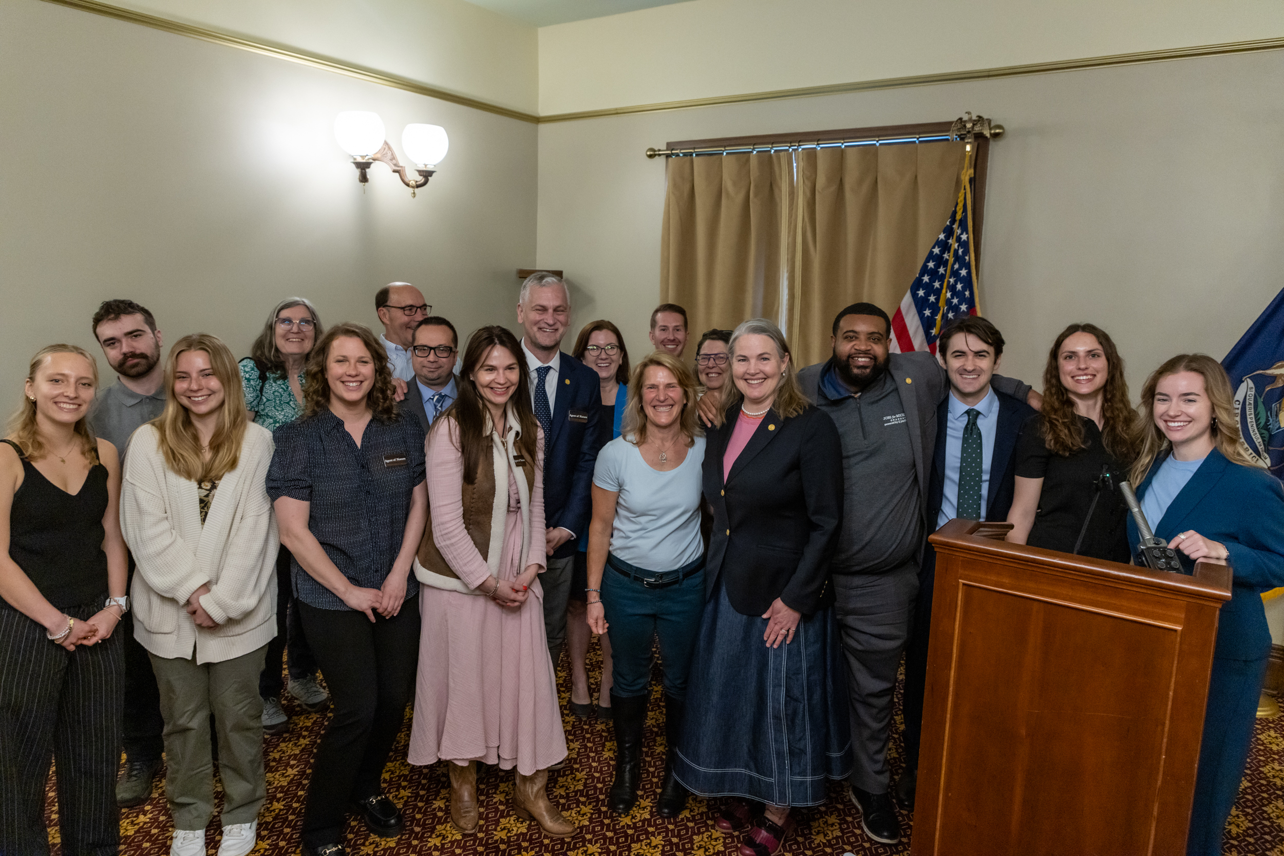 Photo after press conference of everyone that assisted with the Green Amendment. Taken on Earth Day. Sponsored by Sen Shink and Rep McKinney