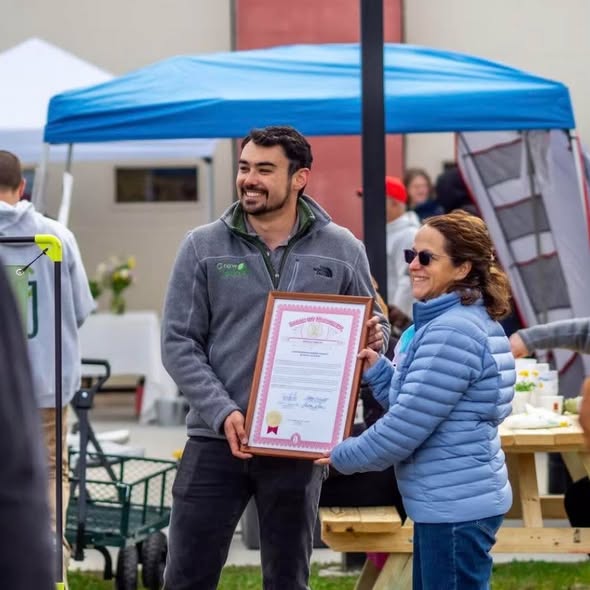 Our Constituent Services Representative, Nancy, presented a legislative tribute on the exciting occasion of Grand River Farmers Market's first day at the new River & Rail Food Hub in Jackson