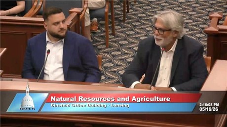 Sen Singh and Rep Farhat testifying at the Senate Natural Resources and Agirculture Committee