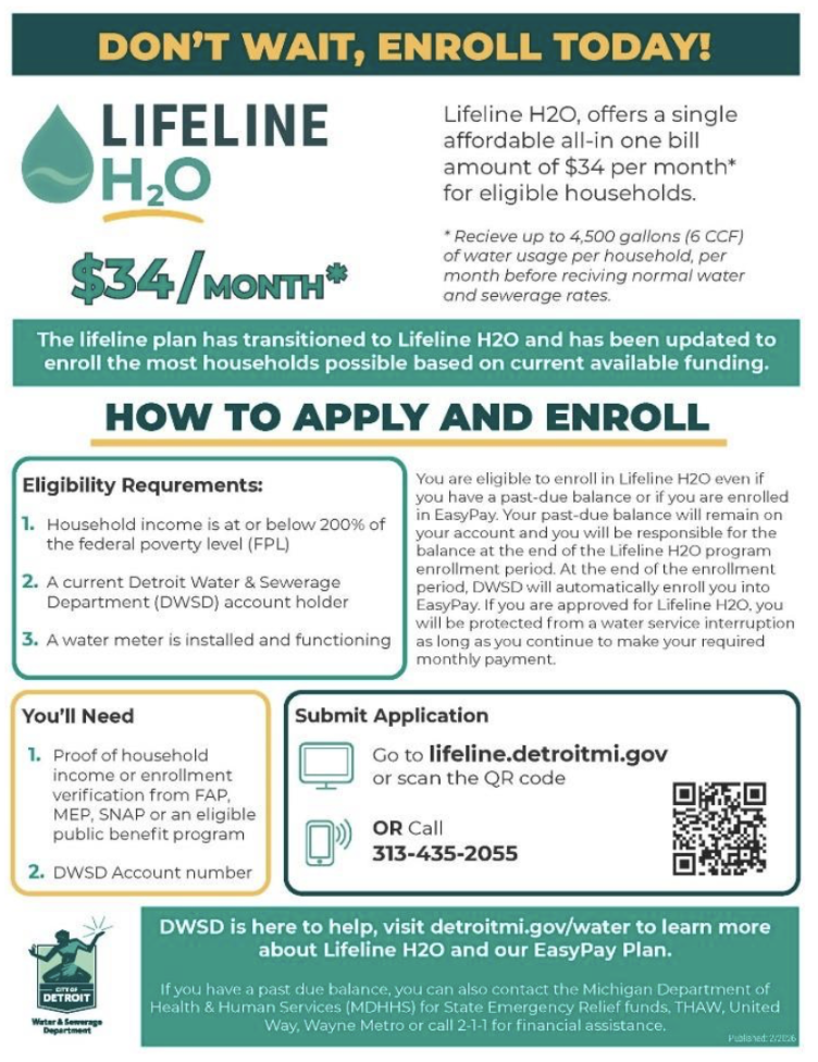 Lifeline H2O Program Flyer 